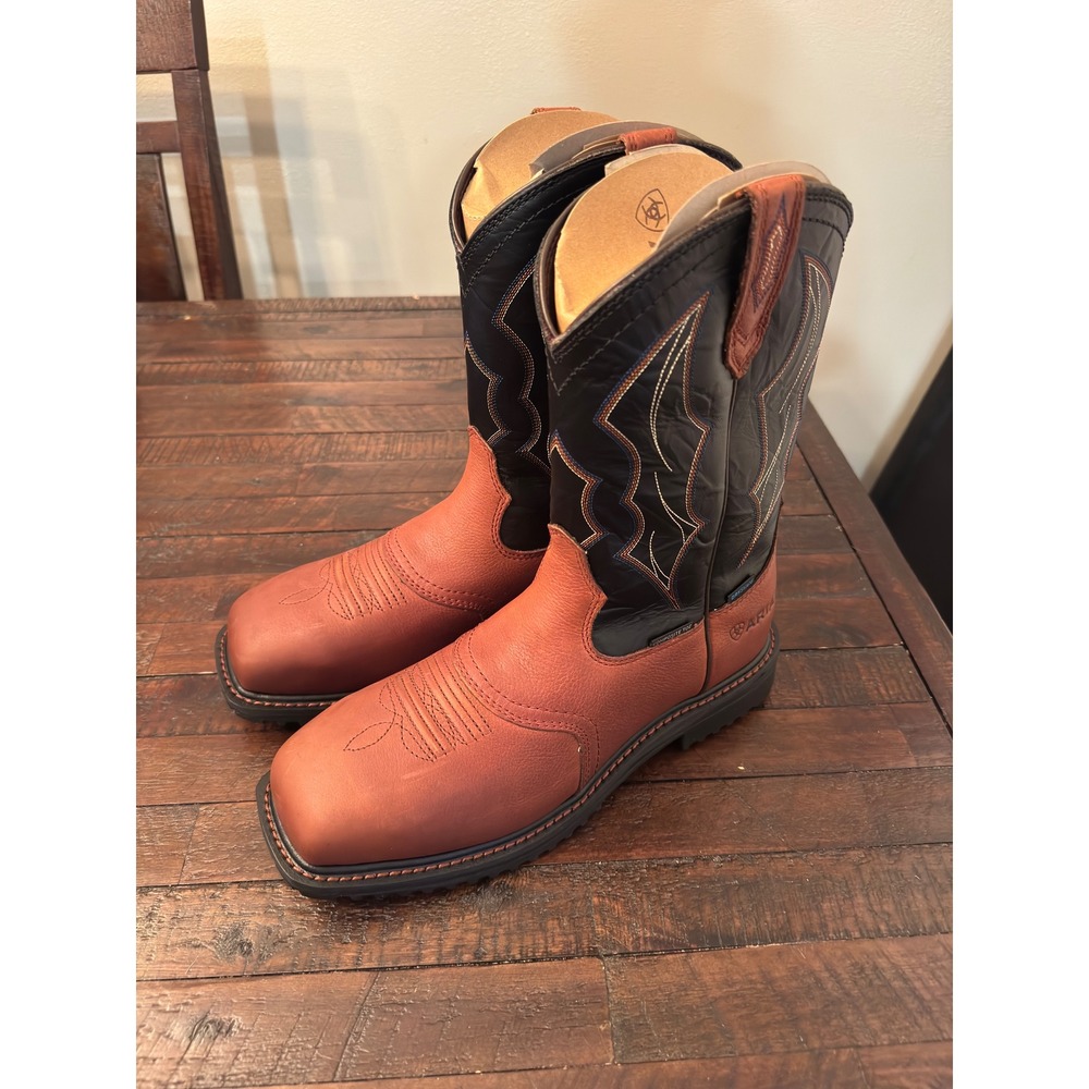 Ariat Mens RigTek H2O Composite Toe Work Boots Oiled Brown Black 10012932 8.5D - Picture 2 of 8